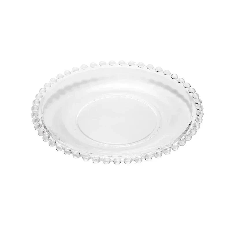 Conjunto 4 Pratos de Sobremesa Cristal 20 cm Pearl Bolinha Wolff Transparente