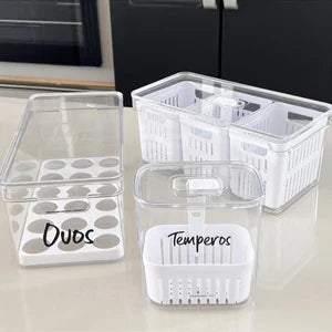 Kit Organizador de Geladeira Clear 3 Peças
