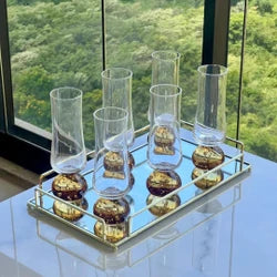 Jogo 6 Taças Champanhe Base Esfera Vidro 240ml