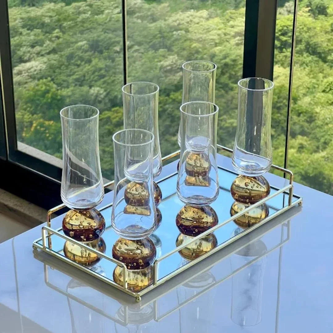 Jogo 6 Taças Champanhe Base Esfera Vidro 240ml