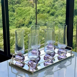 Jogo 6 Taças Champanhe Base Esfera Vidro 240ml