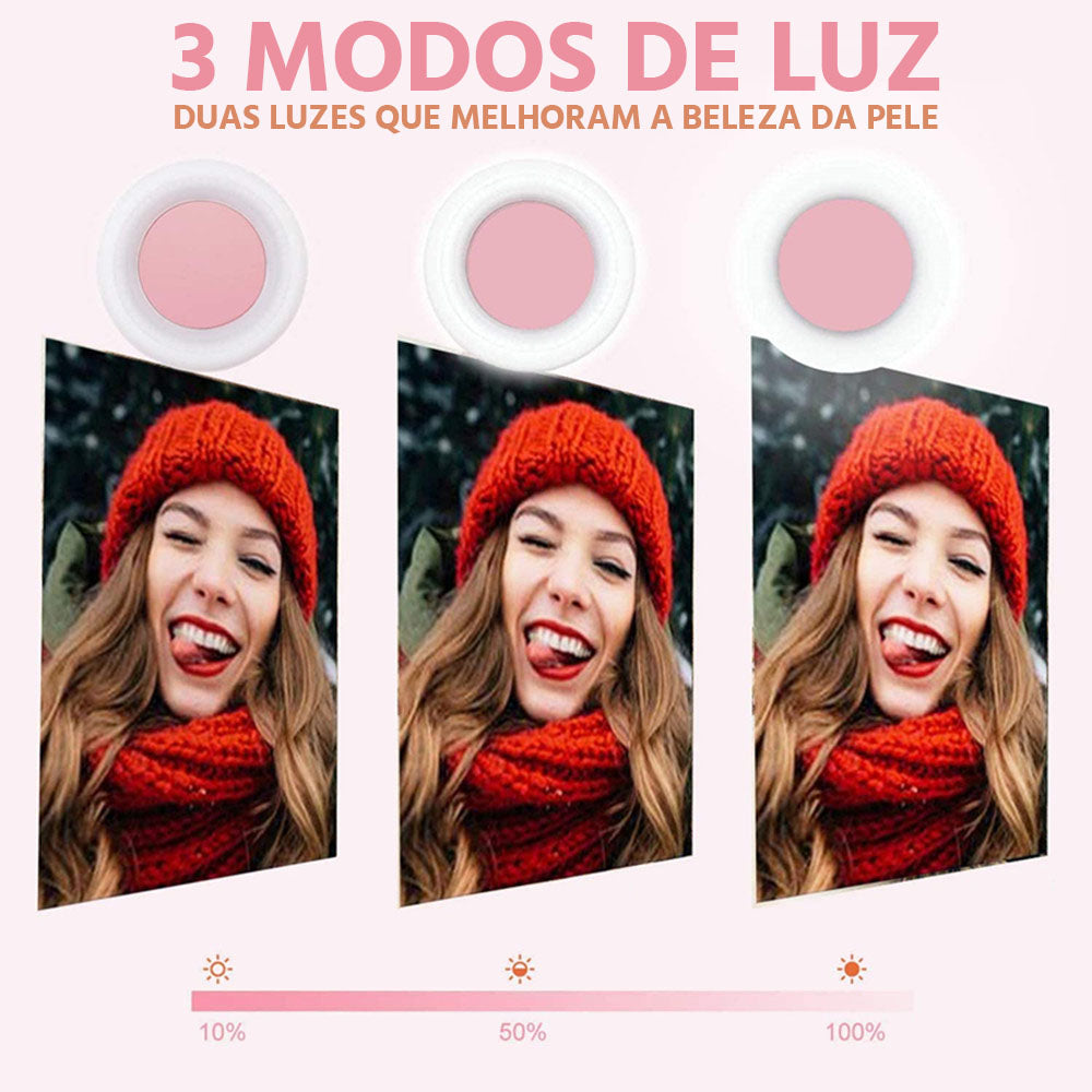 Kit Suporte Celular 5 em 1 Tripé Bastão Selfie Luz LED Mega Certo