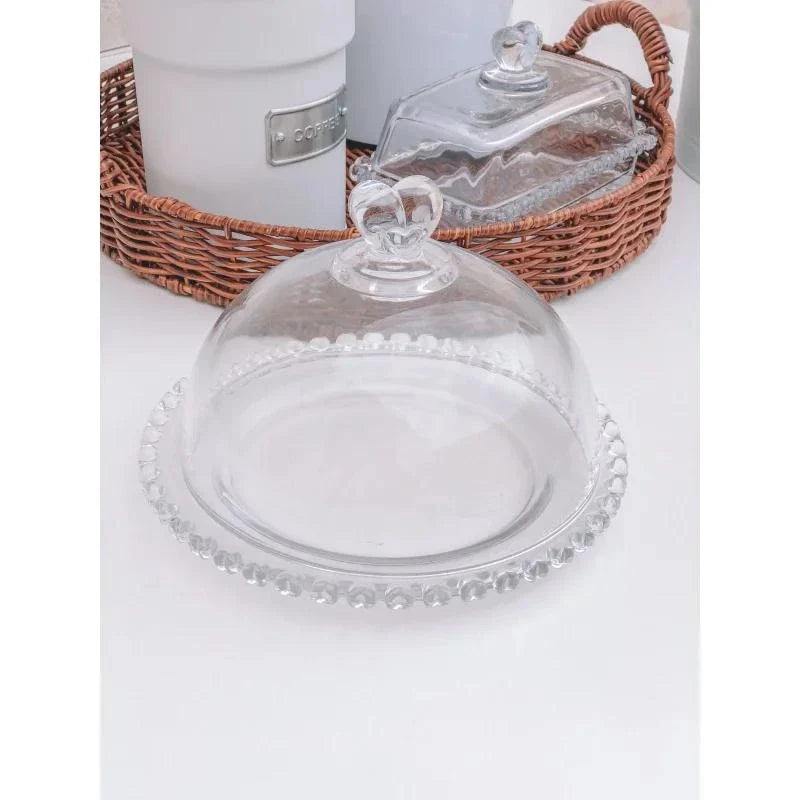 Kit Queijeira e Manteigueira de Cristal Coração Lyor Transparente