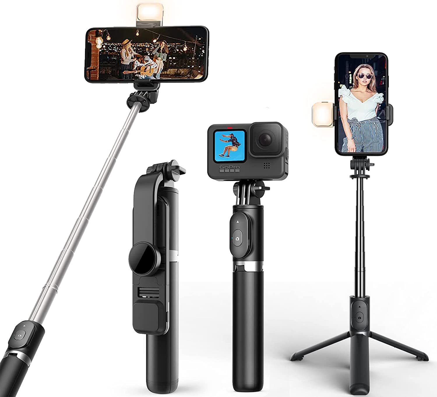 Tripé Selfiegram 4 em 1 com Luz Integrada e Controle Remoto Mega Certo