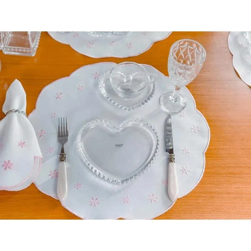 Conjunto 4 Xícaras Chá com Pires Coração Cristal Pearl 180 ml Wolff Transparente