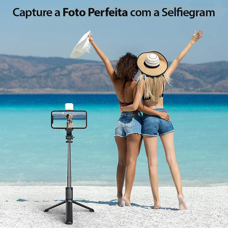 Tripé Selfiegram 4 em 1 com Luz Integrada e Controle Remoto Mega Certo