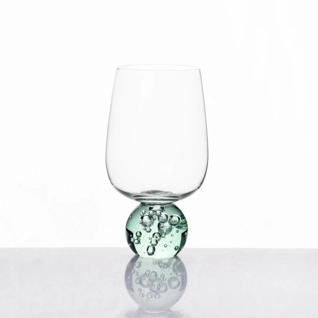 Jogo 6 Taças Base Esfera Verde e Transparente 580ml
