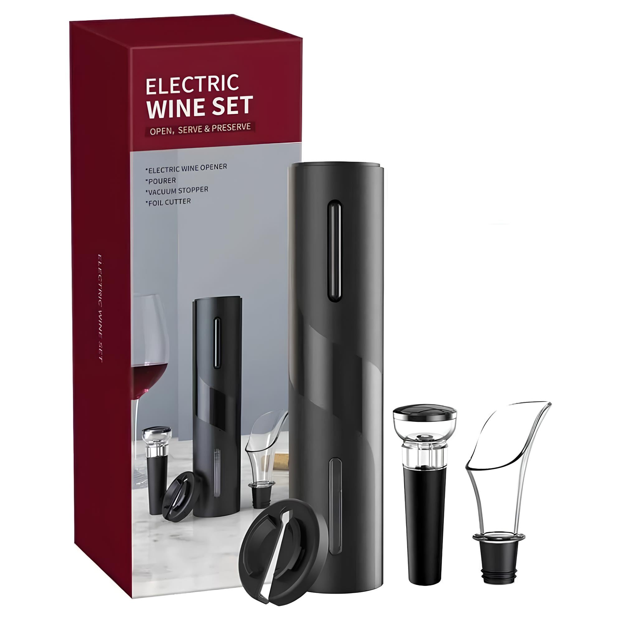 Abridor de Vinho Elétrico Premium 4 em 1 Completo Mega Certo