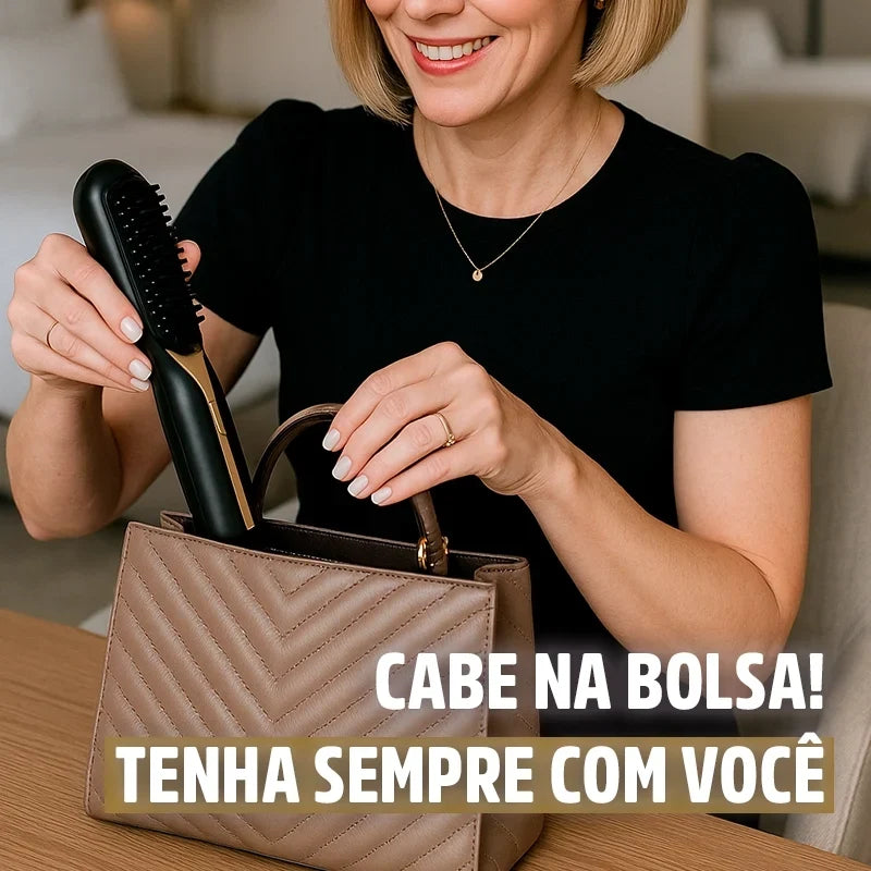 Escova Alisadora de Cabelo 5 em 1 Sem Fio PureGlam Mega Certo