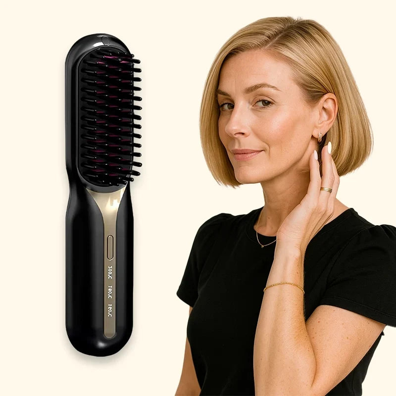 Escova Alisadora de Cabelo 5 em 1 Sem Fio PureGlam Mega Certo