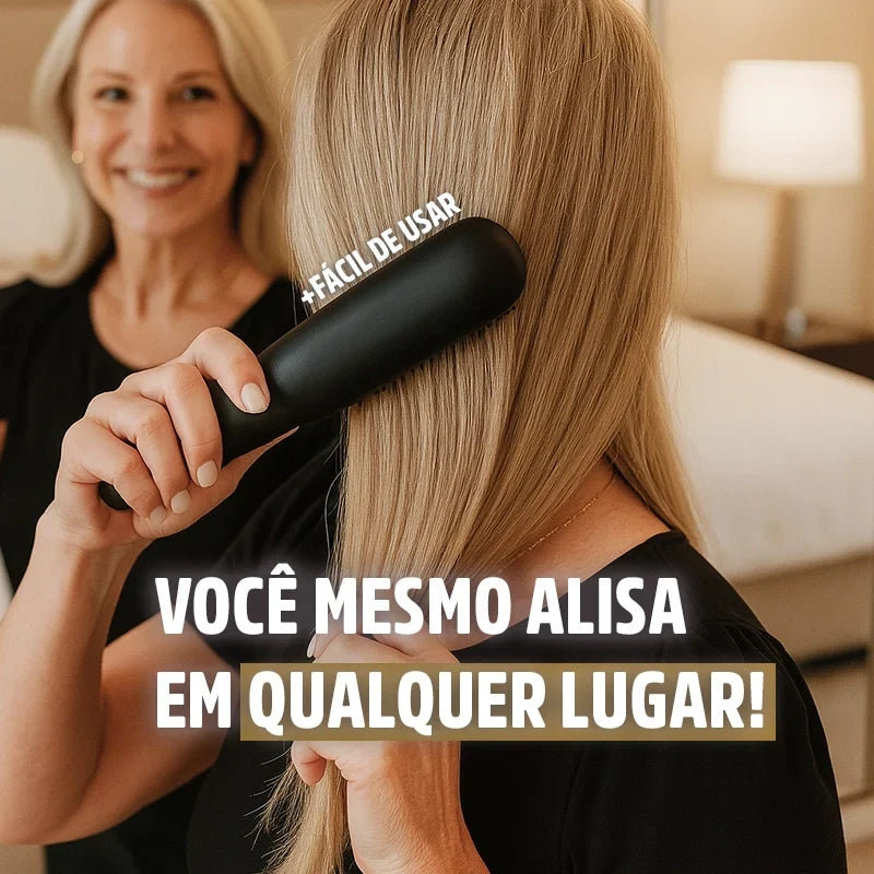 Escova Alisadora de Cabelo 5 em 1 Sem Fio PureGlam Mega Certo