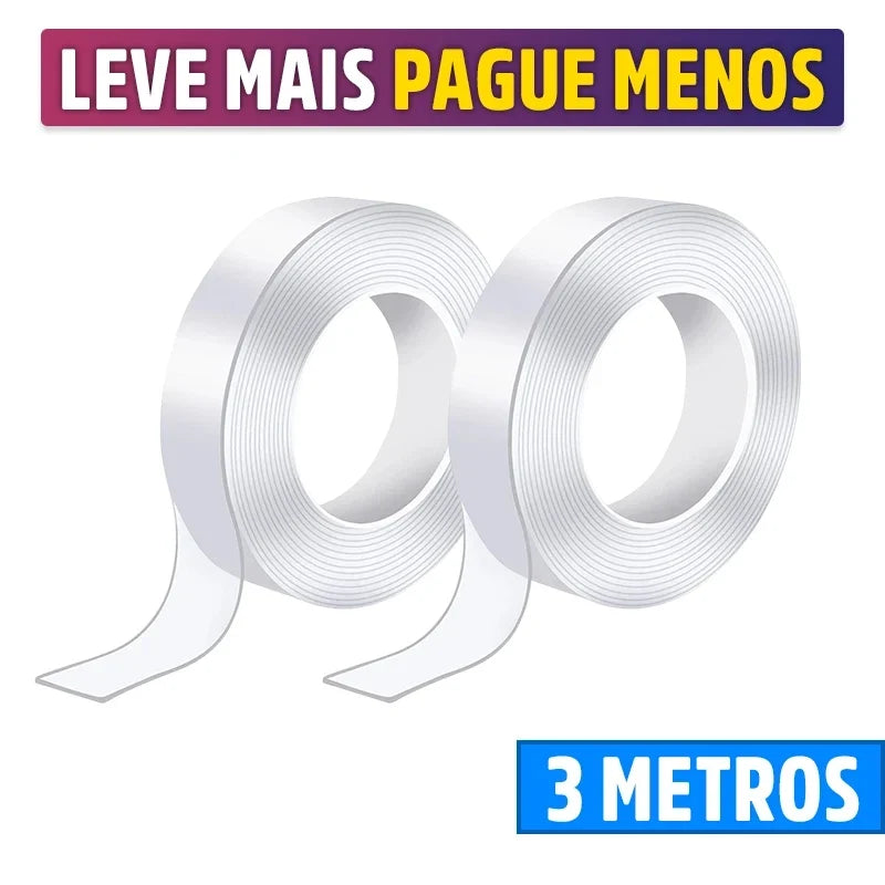 Fita Dupla Face Adesiva Transparente Resistente Gripo Mega Certo