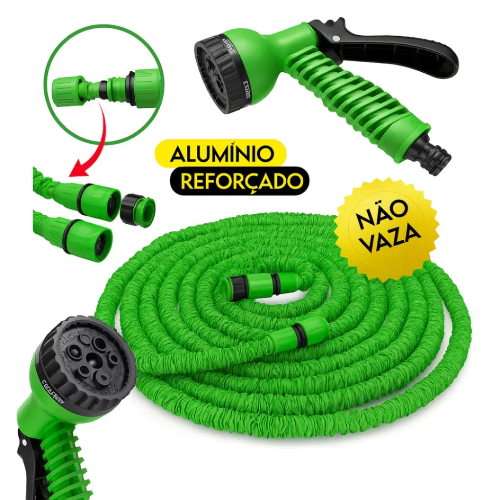 Mangueira Mágica Expansível 30 Metros com Bico Pulverizador Multiuso HidroFlex Mega Certo