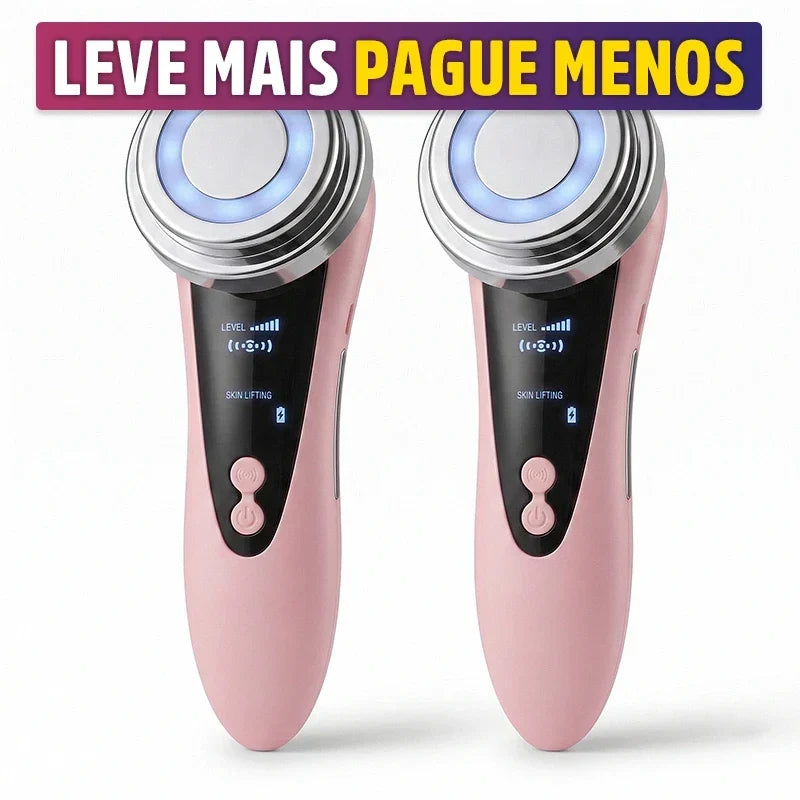 Massageador Facial 4 em 1 Skincare LED Vibração Sônica Mega Certo
