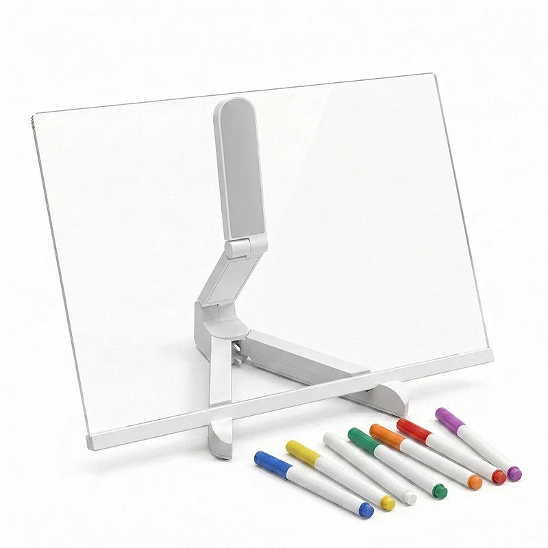 Quadro de Desenho LED Brilhante Reutilizável Lunpad com 7 Canetinhas e Suporte