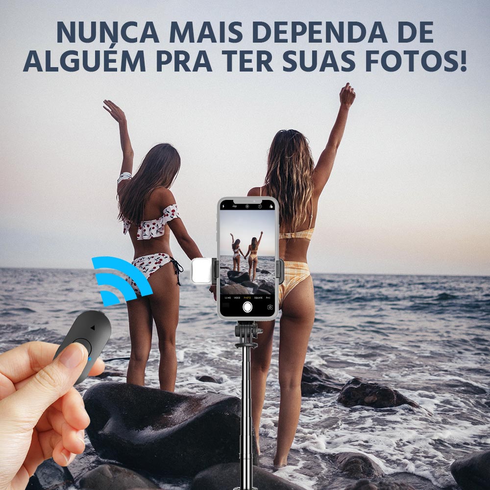 Tripé Selfiegram 4 em 1 com Luz Integrada e Controle Remoto Mega Certo