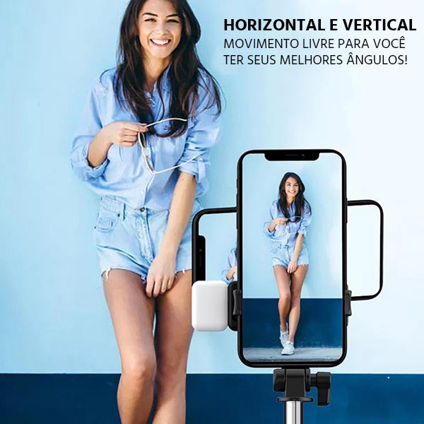 Tripé Selfiegram 5 em 1 com Luz LED Integrada Mega Certo
