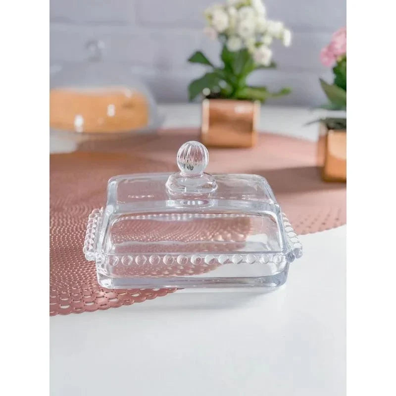 Manteigueira Cristal G Pearl Bolinha Wolff Transparente