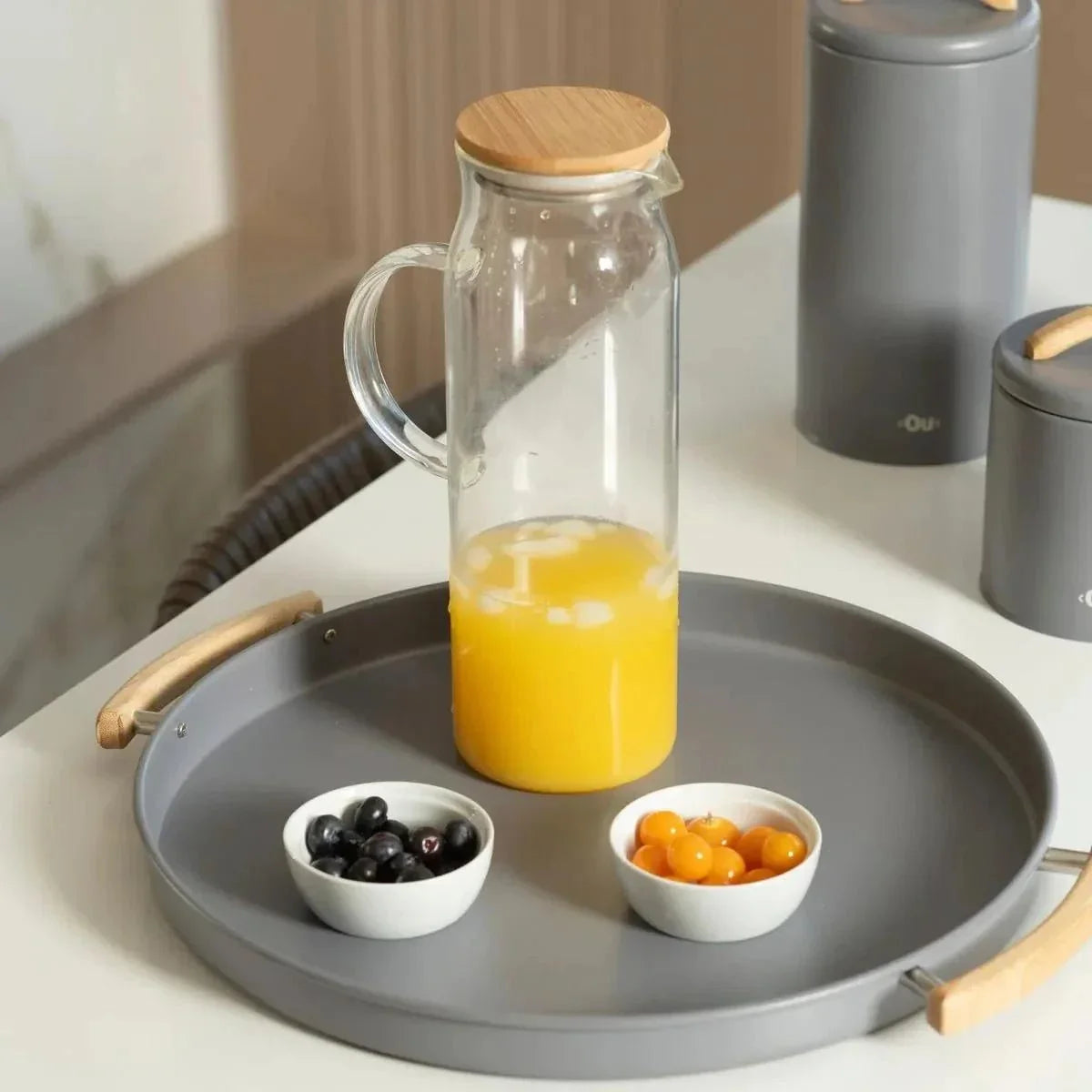 Jarra de Vidro com Tampa de Bambu 1,15L Linha Sense