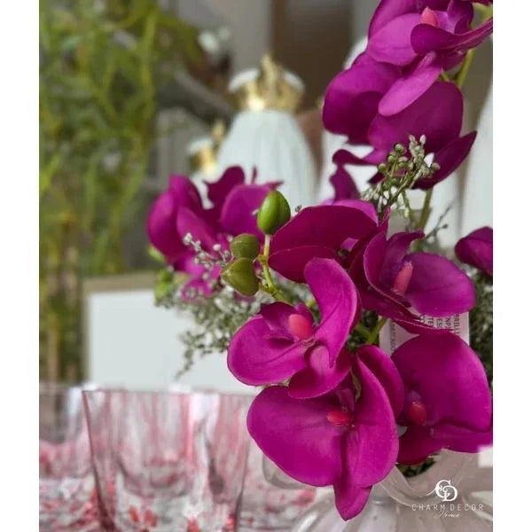 Haste Mini Orquídea Phalaenopsis Silicone Lilás 38cm