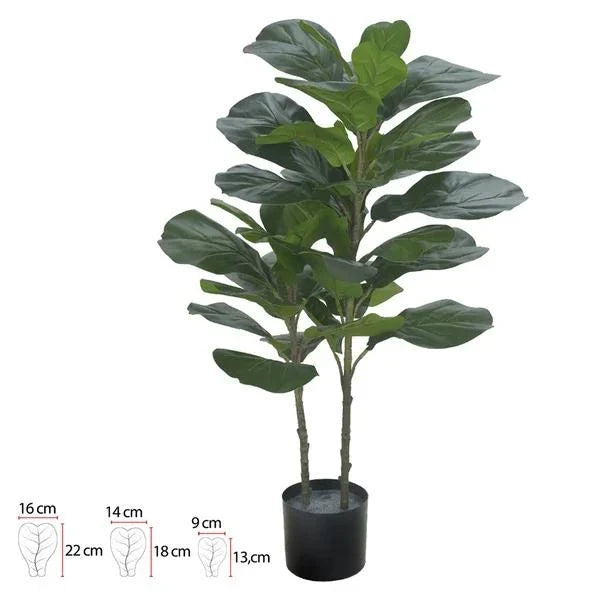 Árvore Ficus Lyrata Toque Real Com Pote Verde 1m