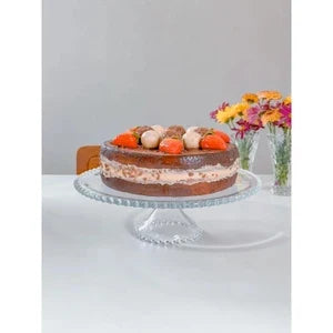 Prato Cristal para Bolo com Pé Pearl 31 x 11 cm Wolff Transparente