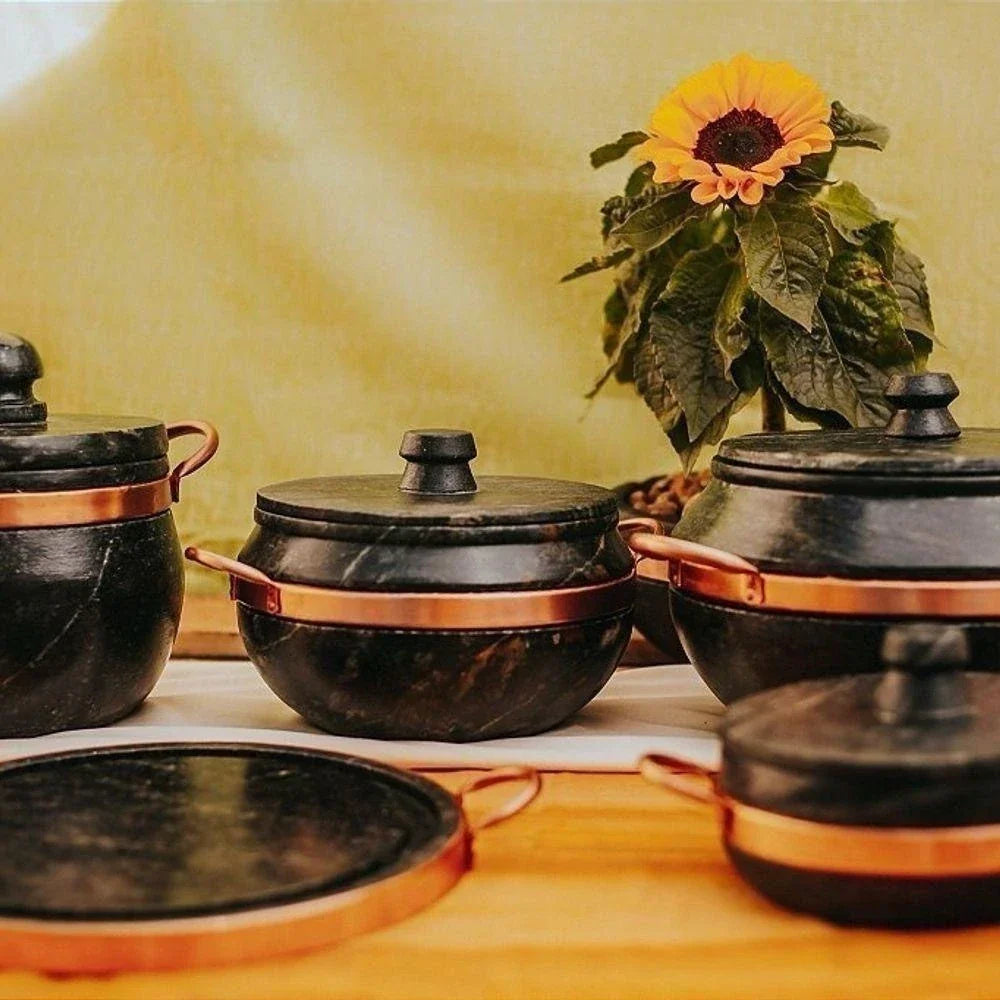 Jogo 5 Peças Cozinha Completinha Panelas Pedra Sabão