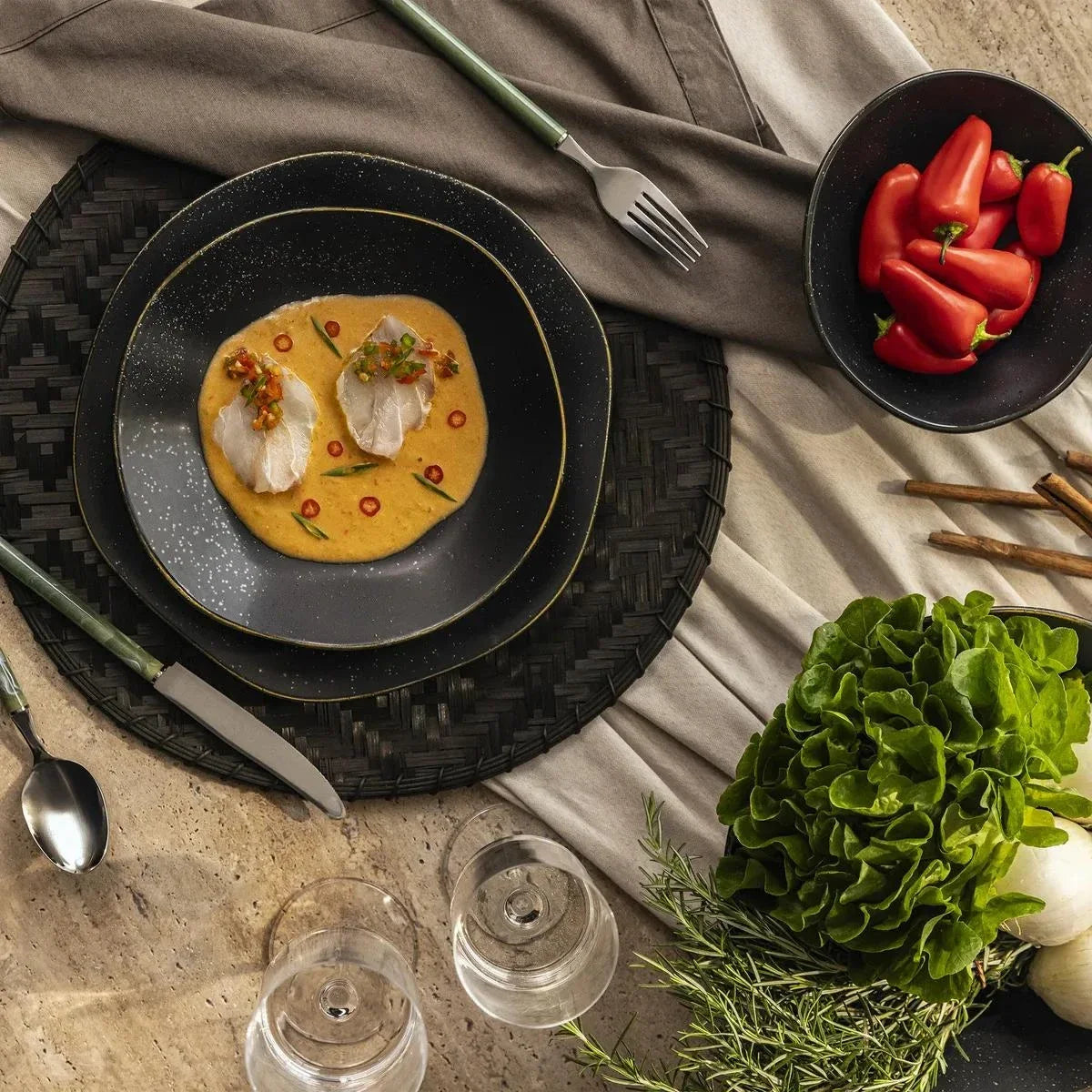Aparelho de Jantar 20 Peças Volcano Ryo Oxford Porcelana