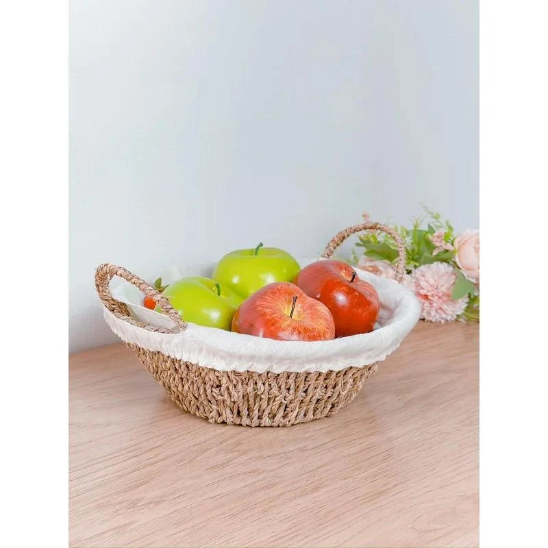 Cesta Fruteira Sisal com Forro 27 cm x 21 cm x 12,5 cm
