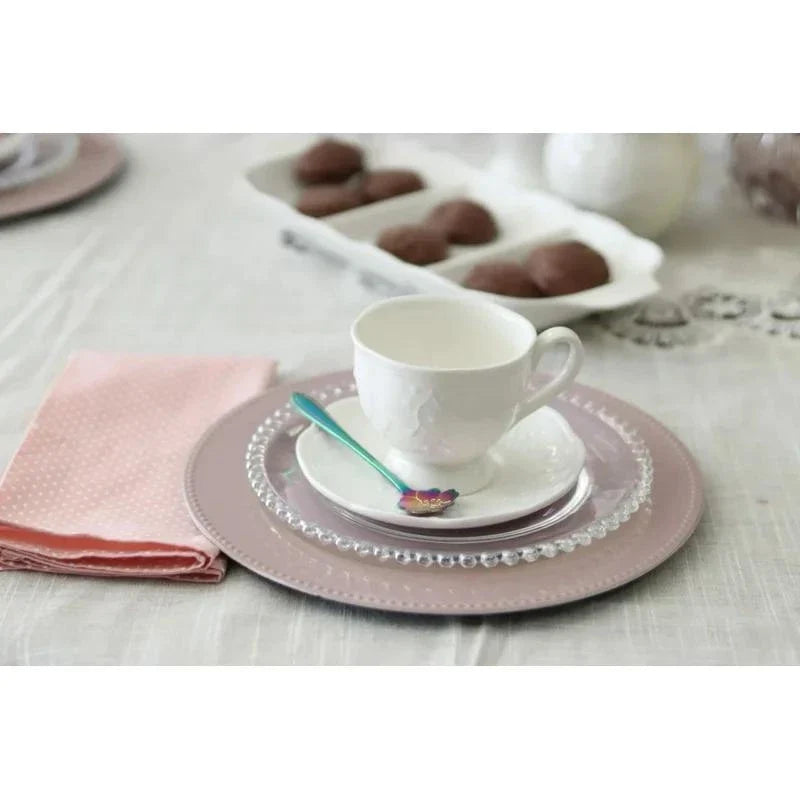 Conjunto 4 Pratos de Sobremesa Cristal 20 cm Pearl Bolinha Wolff Transparente