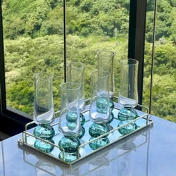 Jogo 6 Taças Champanhe Base Esfera Vidro 240ml