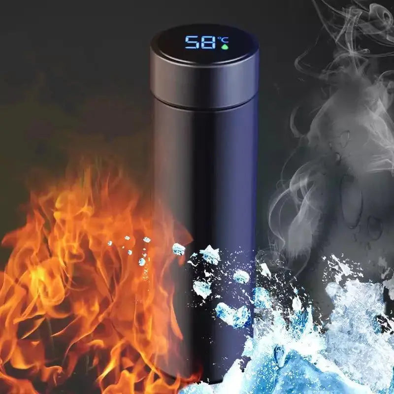 Garrafa Térmica com Termômetro Digital LED 500ml Mega Certo