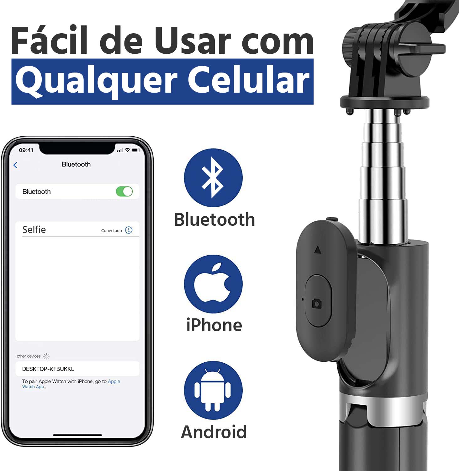 Tripé Selfiegram 4 em 1 com Luz Integrada e Controle Remoto Mega Certo