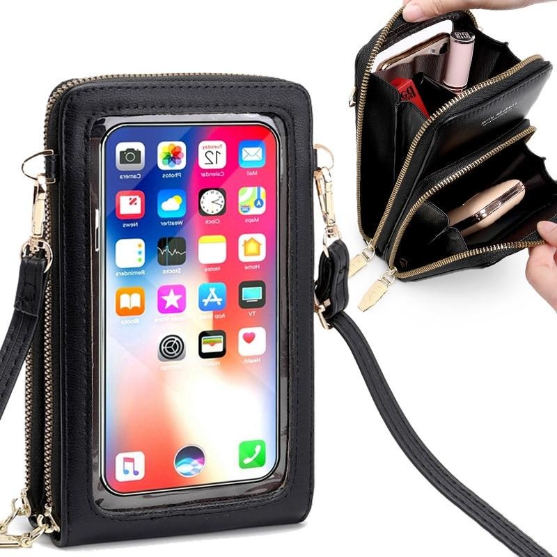 Bolsa Crossbody Feminina Porta Celular Touch Mega Certo Preta