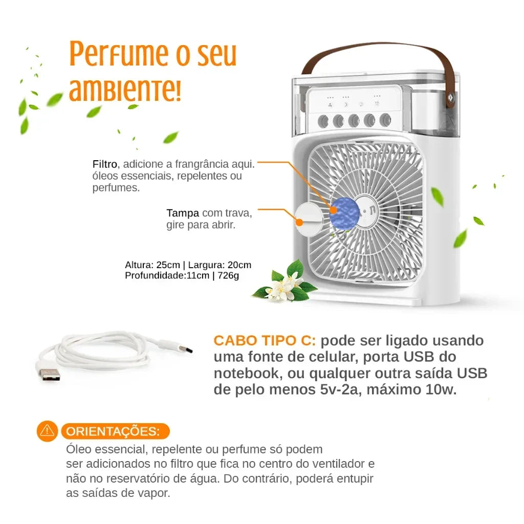 Mini Ar Condicionado Portátil USB CoolBreeze Mega Certo