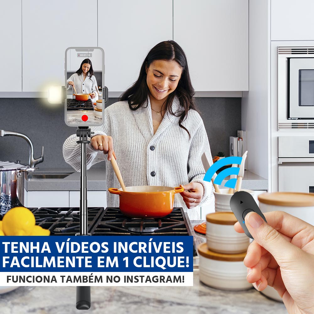 Tripé Selfiegram 5 em 1 com Luz LED Integrada Mega Certo