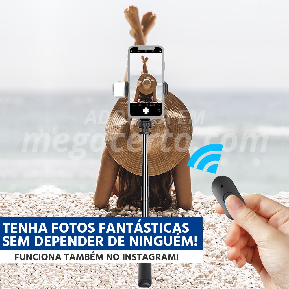 Tripé Selfiegram 5 em 1 com Luz LED Integrada Mega Certo
