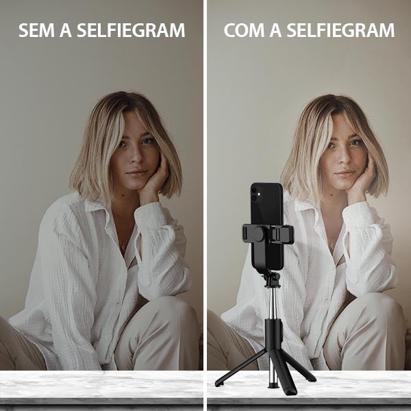 Tripé Selfiegram 4 em 1 com Luz Integrada e Controle Remoto Mega Certo