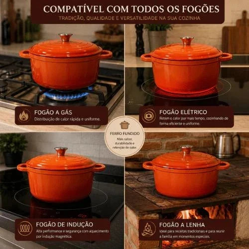 Jogo de Panelas de Ferro Fundido Fogo Caipira 18 Peças com Acessórios