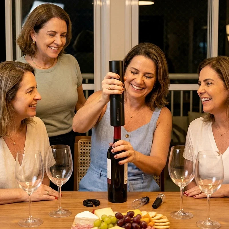 Abridor de Vinho Elétrico Premium 4 em 1 Completo Mega Certo