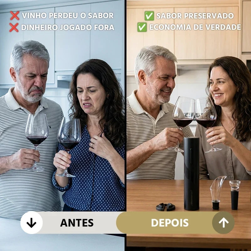 Abridor de Vinho Elétrico Premium 4 em 1 Completo Mega Certo