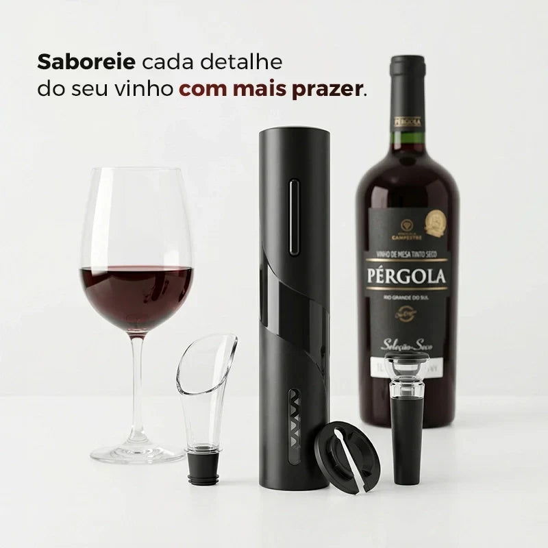 Abridor de Vinho Elétrico Premium 4 em 1 Completo Mega Certo