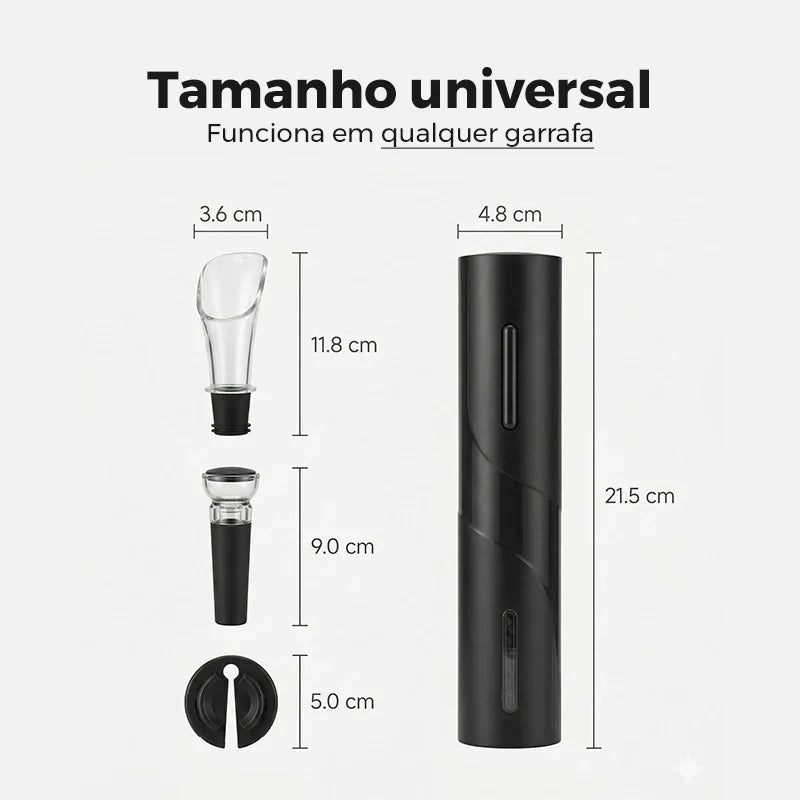 Abridor de Vinho Elétrico Premium 4 em 1 Completo Mega Certo