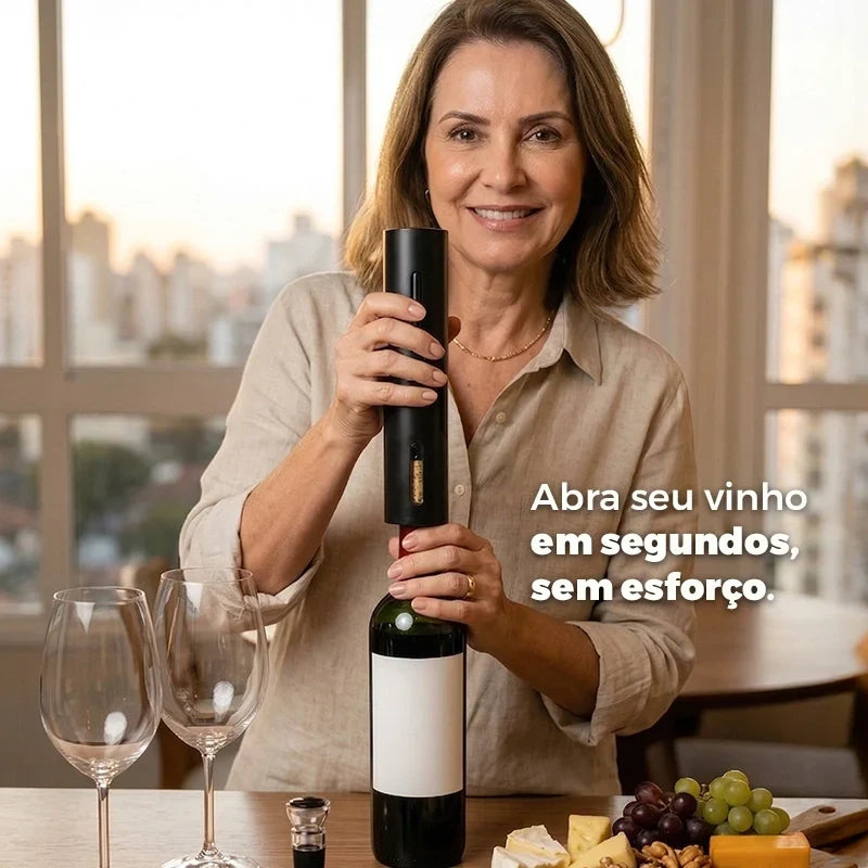 Abridor de Vinho Elétrico Premium 4 em 1 Completo Mega Certo