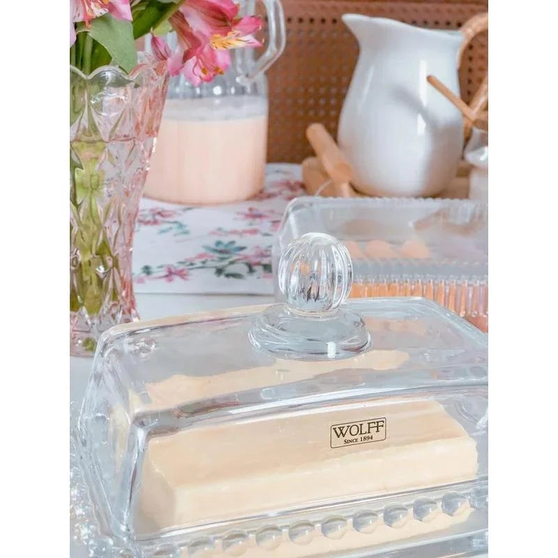 Manteigueira Cristal G Pearl Bolinha Wolff Transparente