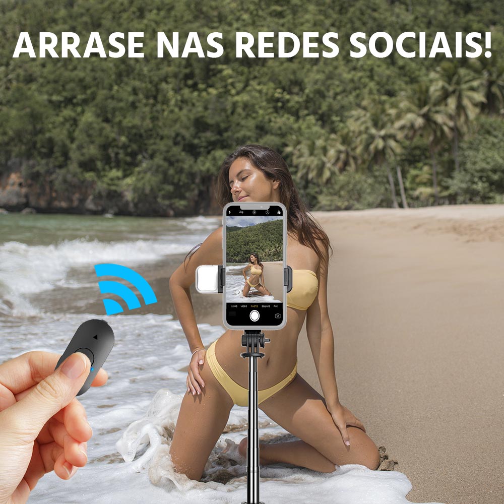 Tripé Selfiegram 4 em 1 com Luz Integrada e Controle Remoto Mega Certo