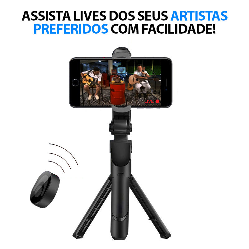 Tripé Bastão de Selfie 3 em 1 com Bluetooth Selfiegram Mega Certo