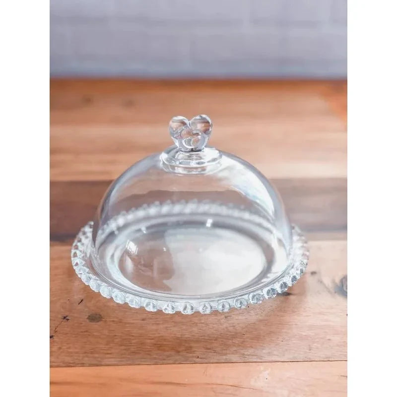 Kit Queijeira e Manteigueira de Cristal Coração Lyor Transparente
