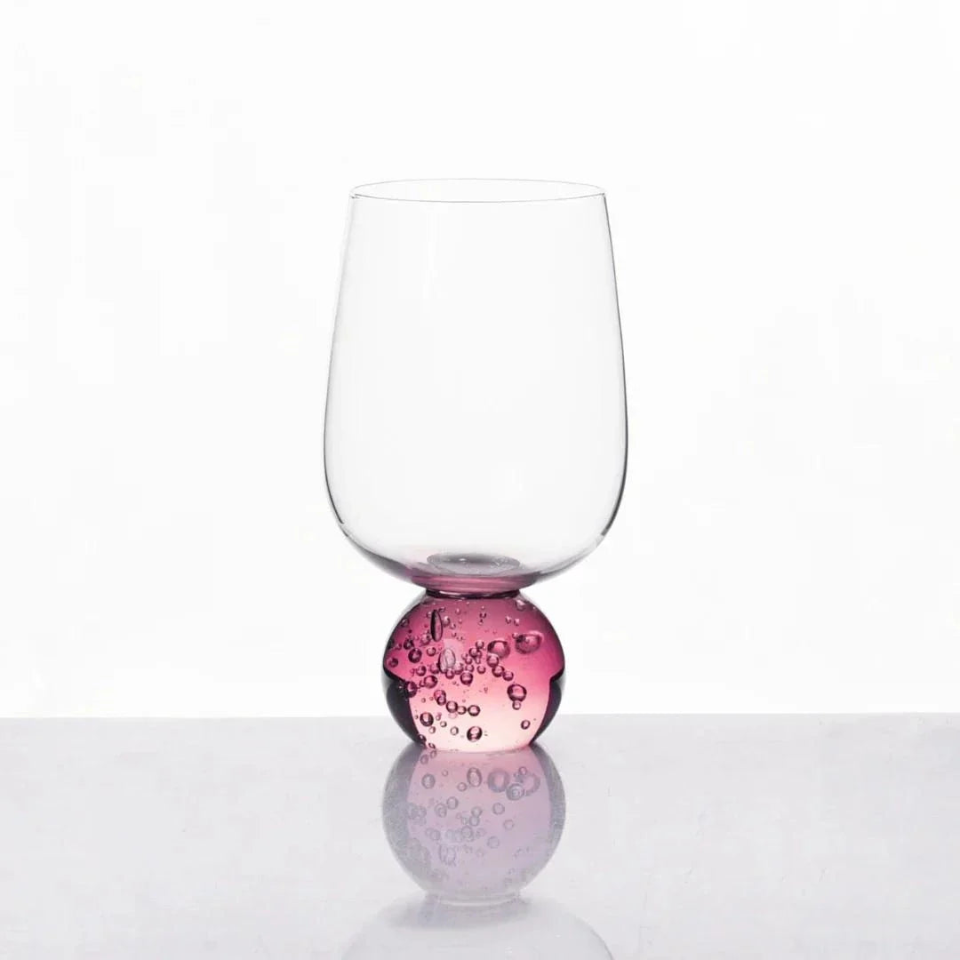 Jogo 6 Taças Base Esfera Rosa e Transparente 550ml