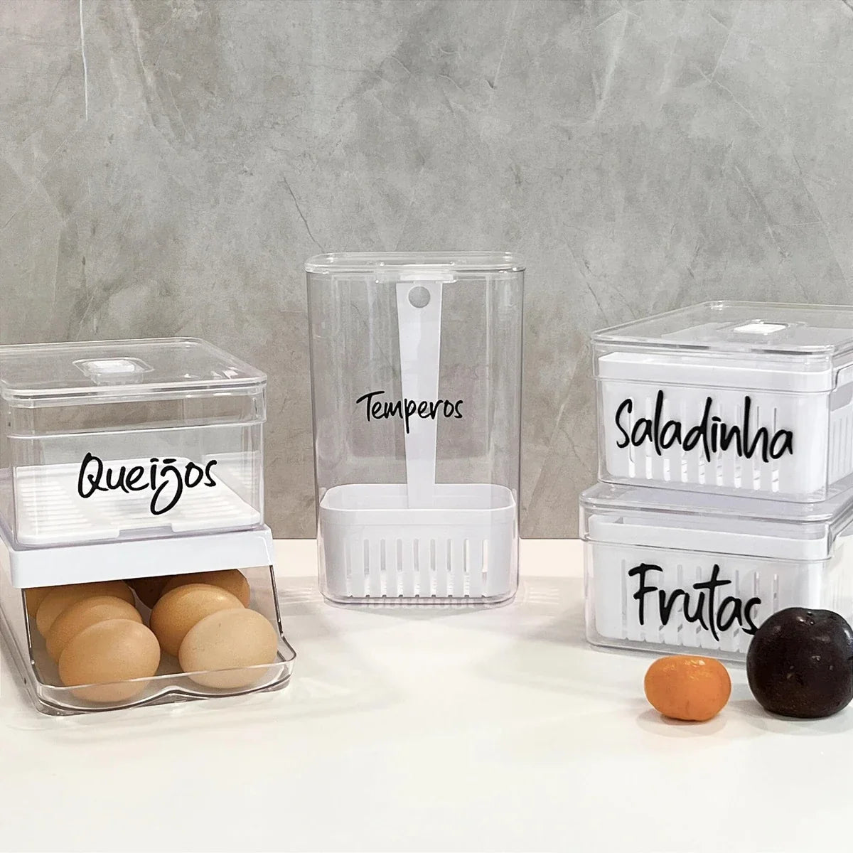 Kit Organizador de Geladeira Clear Especial 5 Peças